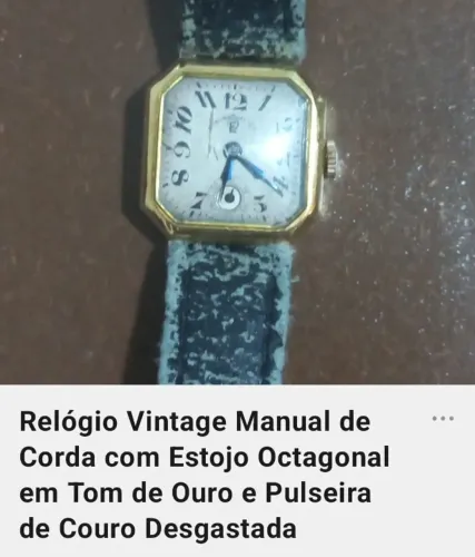 Relógio Feminino Vintage Mecânico Caixa Octogonal Dourada
