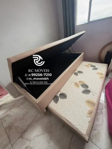 Cama box Baú Solteiro com Cama completa Auxiliar 88x1,88 D33 Baú Blindado | Garantia Incl