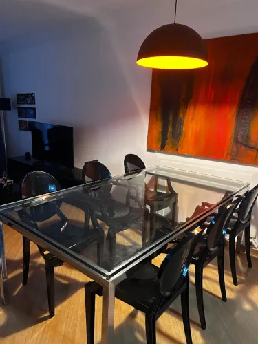 Mesa de jantar cromada retangular 2.10x1.20 + Aparador 
