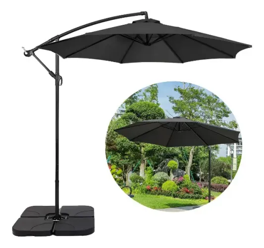 Ombrelone Guarda Sol Praia Jardim Lateral 3 Metros Revomax Cor Preto Com Base