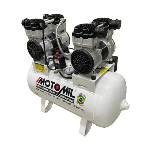 Compressor de Ar Odontológico Silencioso 20 Pés 100 Litros Isento de Óleo Motomil CMO-20/1