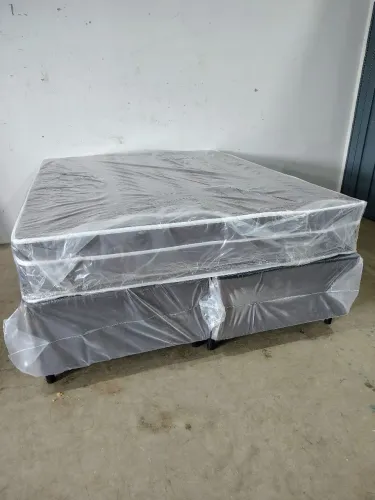 Cama Box Queen Size + Colchão Molas Ensacadas