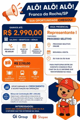AUXILIAR DE LOGISTICA SHOPEE - FRANCO DA ROCHA/SP