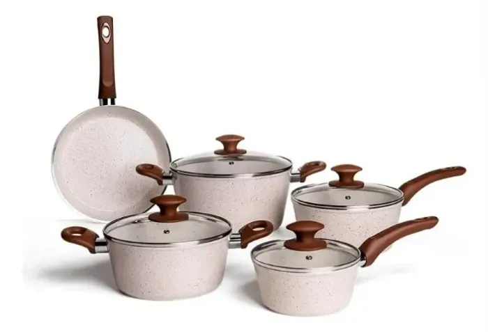 Jogo de Panelas Brinox Ceramic Life Optima Vanilla 5 Peças Antiaderente Cerâmico