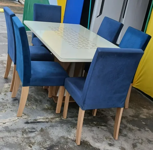 Mesa jantar tampo de vidro com 6 cadeiras (ACEITO CARTÃO). Faço a entrega *