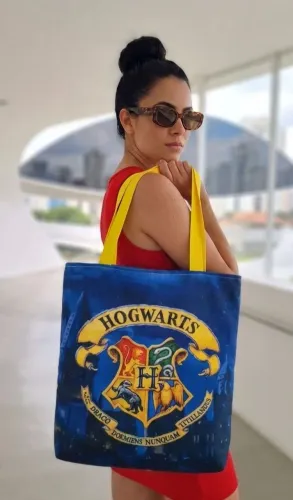 Bolsa Ecológica/ Ecobag Artesanal Grande / Hogwarts, Harry Potter