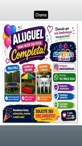 Aluguel de cadeira,mesas,pula pula e casinha de bolinha 