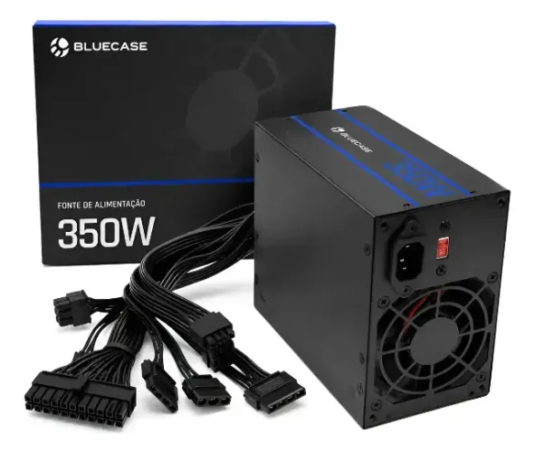 FONTE PC 350W ATX C/ CABO C/ CAIXA BLUECASE PRETO CABOS ESTENDIDOS BLU350-CMPS2 - DADO DIG