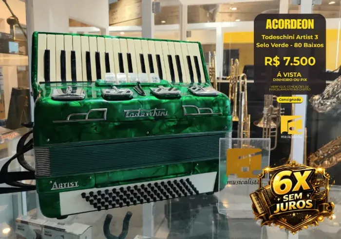 Acordeon Todeschini 80 baixos Artist 3 Selo Verde - Original