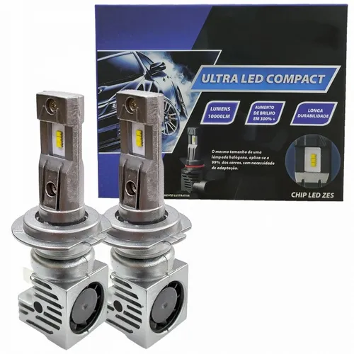 Kit Lâmpada Ultra Led Compact H7 10 Mil Lumens - S-10 / Palio / Toro / Triton