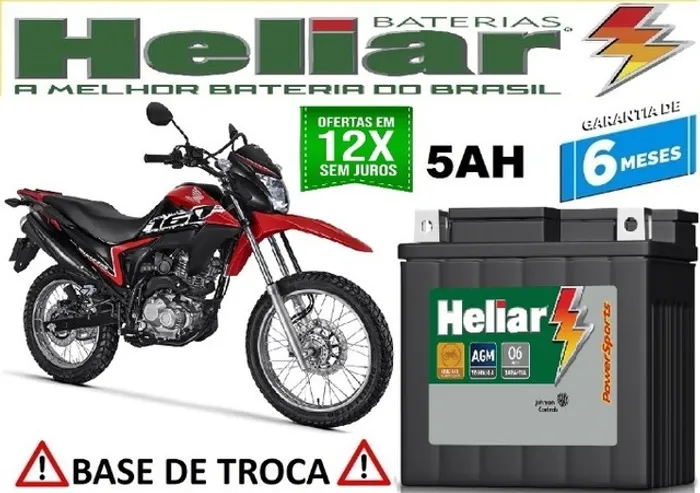 Bateria Heliar 5Ah Honda Bros 160cc 12v Automotivo  