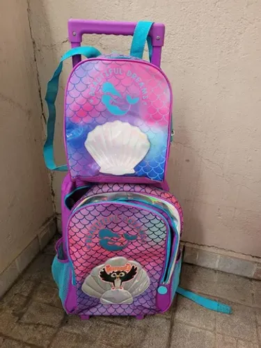 Mochila e lancheira infantil feminina Sereia