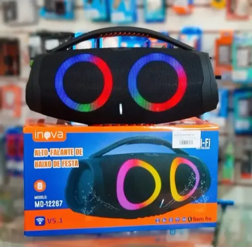 Caixa de Som Inova Tipo Boombox 3 MD-12267 33cm Led