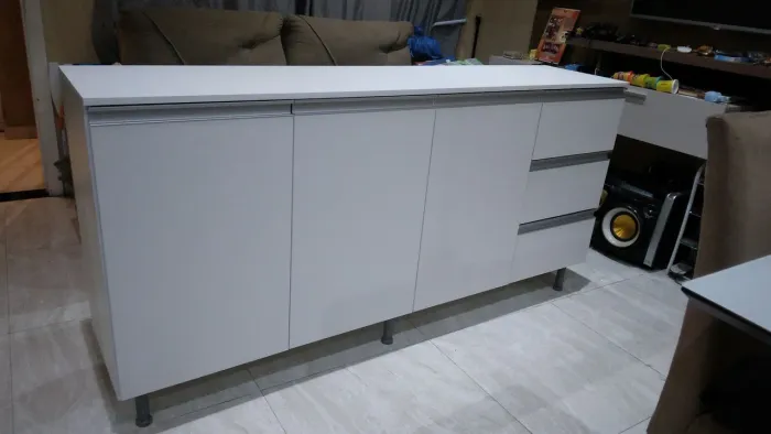 Armário/Buffet Cozinha Branco 4 Portas 2 Gavetas
