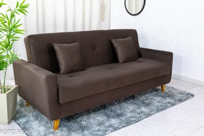 Sofá Cama Baú Pâmela 2.00m Veludo Marrom Frete Grátis - Até 12x S/ Juros 