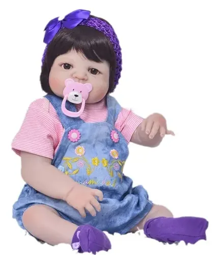 Boneca Bebê Reborn Menina INTEIRA EM SILICONE