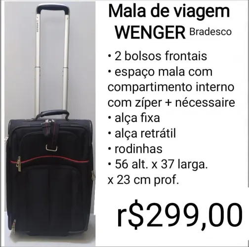 Mala de Viagem Wenger Bradesco - Preta - 56cm