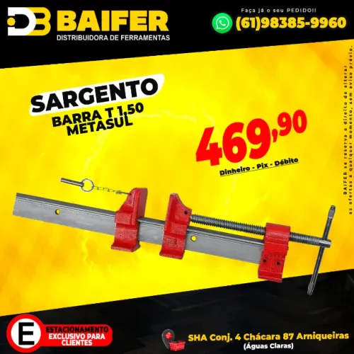 Sargento Barra T 1,50 Marceneiro Metasul