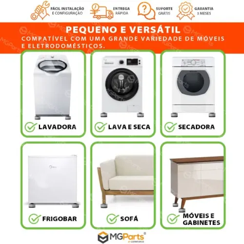 Kit 4 Pé Nivelador Para Máquina de Lavar e Móveis Suporte Anti Vibraçãoo Anti-Ruído