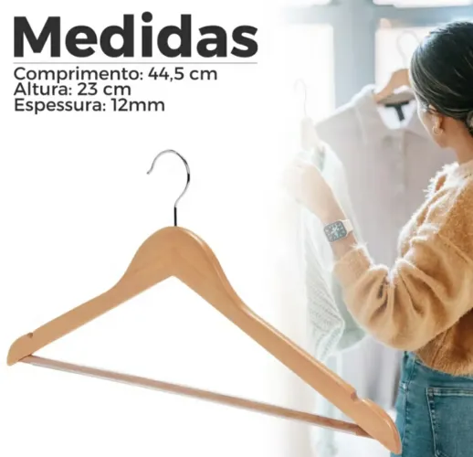 50 Cabides de madeira para roupas 