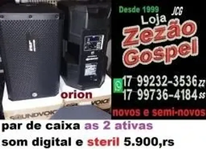  Par de caixa as 2 ativa stereo soundvoice orion fal. de 12pol. 500watts cada