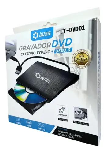 Leitor E Gravador De Cd / Dvd-rw Externo Usb 3.0 / Type-cLeitor E Gravador De Cd / Dvd-rw 