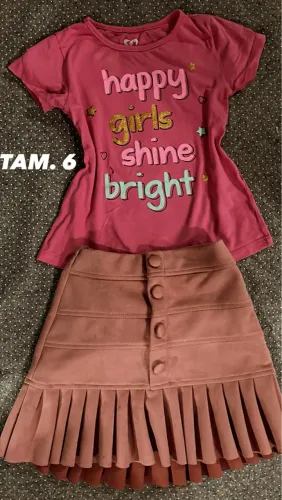 Conjunto 3pç TAM. 6: calça+saia+blusa