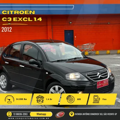 Citroen C3 Exclusive 1.4 Flex 8V 2012 - Apenas 54.000Km
