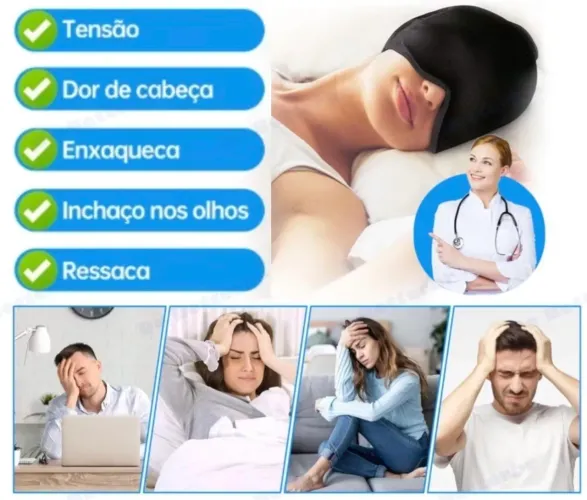 Mascara/touca Alivia Enxaqueca, Insônia e Olheiras