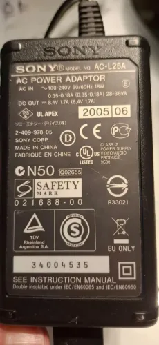 Carregador Sony AC-L25A para Câmera