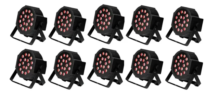10 Par Led 18x1w Leds Rgb Triled Dmx Iluminacao Dj Show 18w