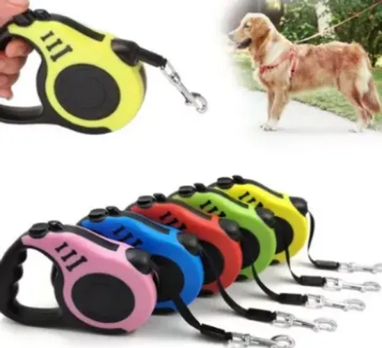 * Guia Retrátil Com 5m Coleira Para Pet Cachorro Cães Gatos até 15Kg Trava Segurança Z657 