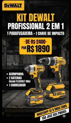 Kit 2 em 1 .. Parafusadeira Dewalt + chave de impacto 
