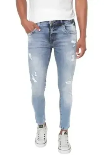 Calça Jeans Sawary Skinny Estonada Azul N° 42