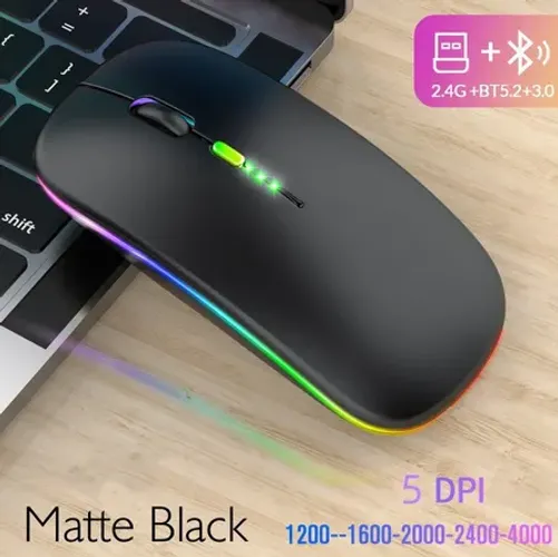 Mouse Recarregável Bluetooth e Wireless Usb Preto NOVO!