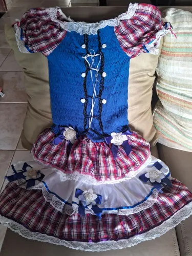 Vestido Infantil Xadrez com Detalhes