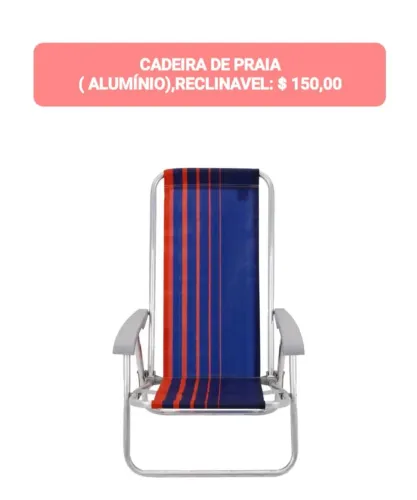 Cadeira de Praia Reclinável em Alumínio