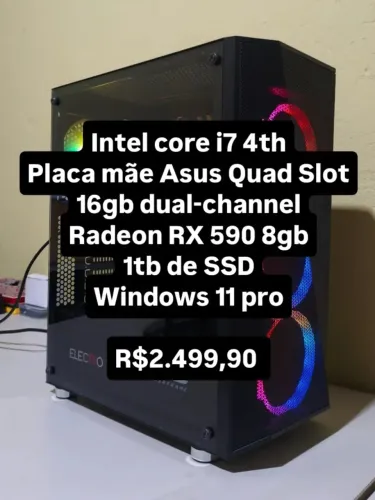 PC Gamer Custo Benefício I7 4th + 16gb + RX 590 8gb + 1tb SSD RODA TUDO