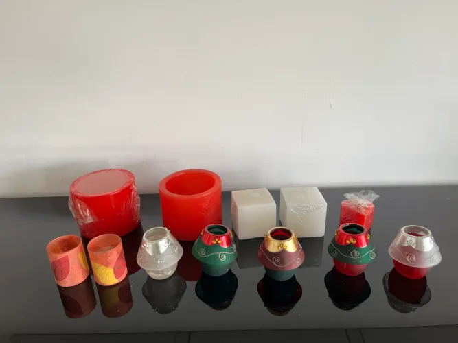 Lote velas e potes para velas