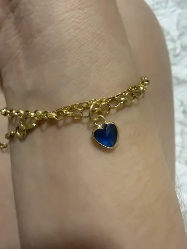 Pingente de coração azul de ouro 18