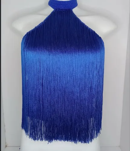 Cropped franjas azul