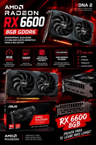 Placa de vídeo rx6600 8gb asus editon