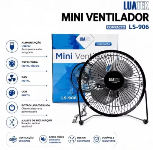 Ventilador de Mesa USB Luatek LS-906 Silencioso
