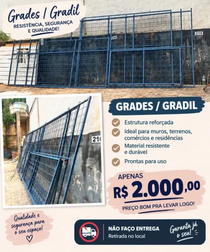 Vendo Grades Metálicas (Gradil) Azul ? Estrutura Reforçada