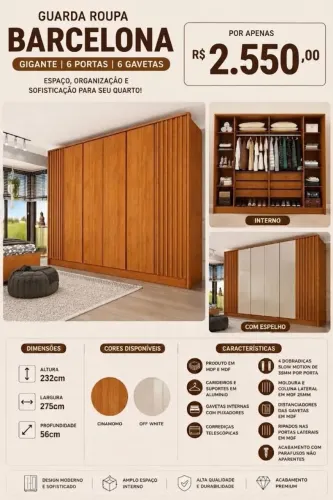 Guarda Roupas Novos! Entrega + montagem: apenas R$ 100,00 em qualquer modelo