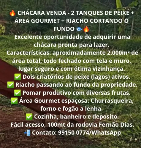 Chácara/sítio/rancho três corações/ Carmo da cachoeira/ lavras