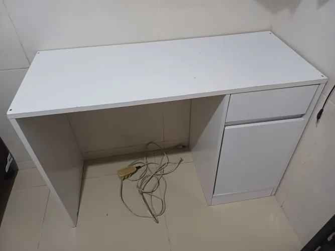 Escrivaninha Mesa Escritório Office Morada 1 Gaveta 1 Porta 109cm Branca - Demóbile