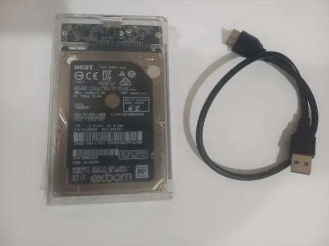 HD Externo 1TB Hitachi (HGST) USB 3.0 Case transparente em estado de Novo _ Frete Gratis