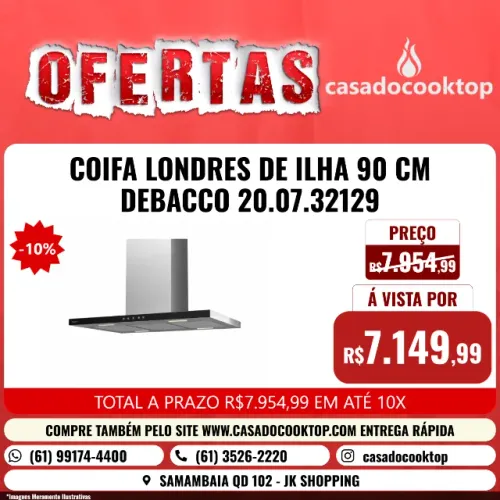 COIFA LONDRES DE ILHA 90 CM DEBACCO 20.07.32129
