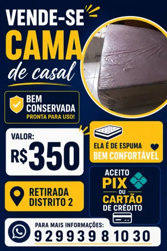CAMA DE CASAL EM CONDIÇÕES DE NOVO SEM MARCA DE USO